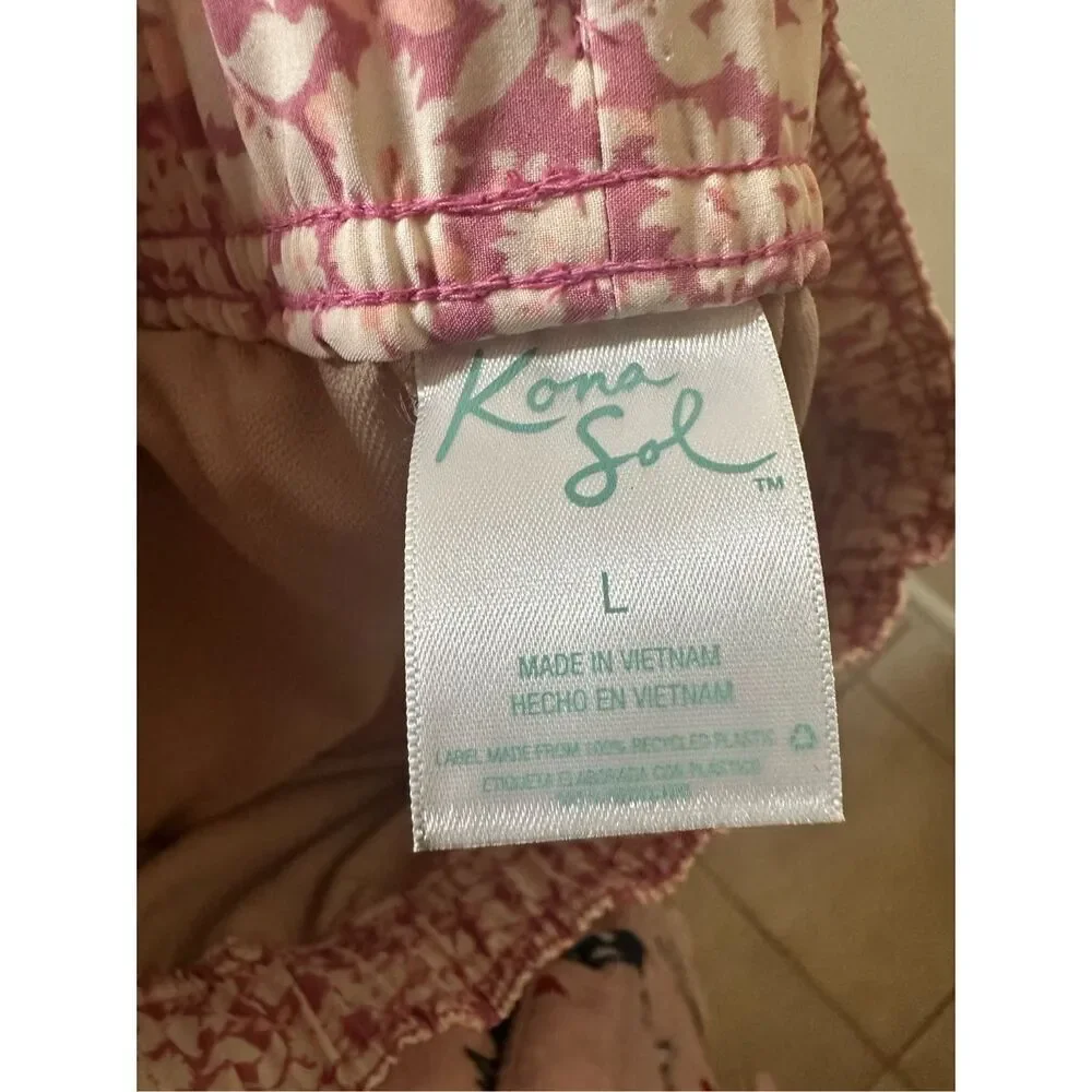 Kona Sol Pink and White Floral Board Shorts With Brief Size Large